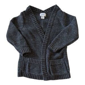 Old Navy Girls Open Front Cardigan Sweater 4T Gray Silver Knit Pockets Adaptive